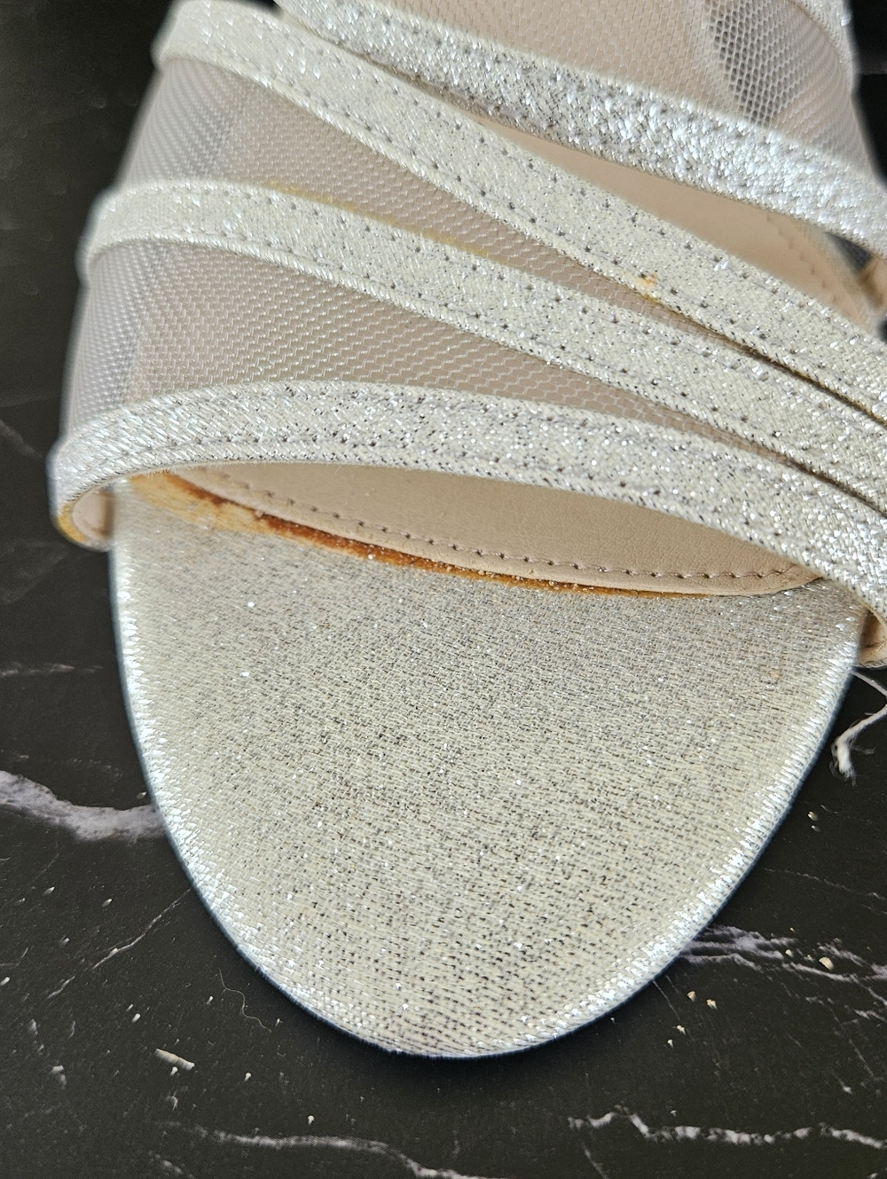 Nina Silver Strappy Slingback Heels - Elegant Evening Sandals Sz 7.5 - Picture 7 of 8